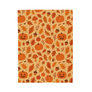 Plush Blanket, Cozy Autumn Pumpkin and Leaf Design, Fall Decor, Halloween Decor, Thanksgiving Blanket, Home Accessories