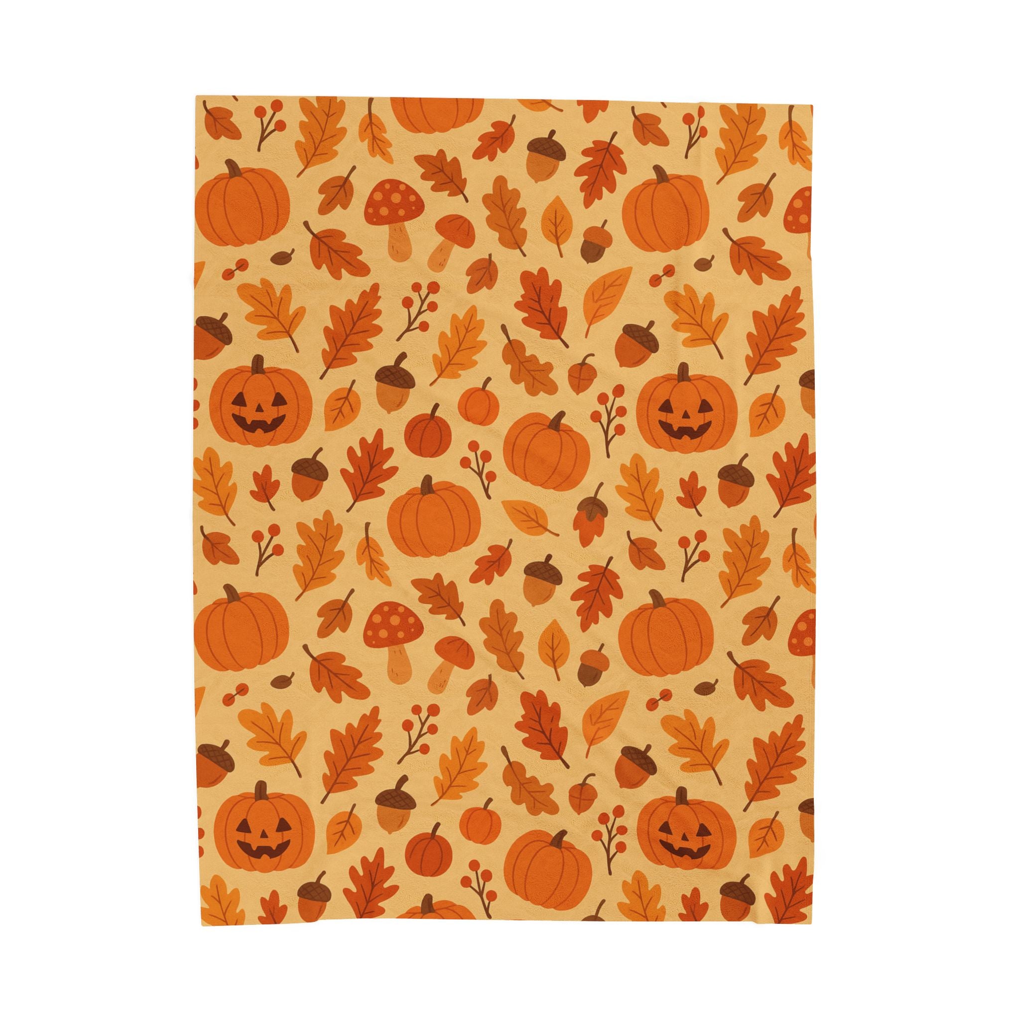 Plush Blanket, Cozy Autumn Pumpkin and Leaf Design, Fall Decor, Halloween Decor, Thanksgiving Blanket, Home Accessories
